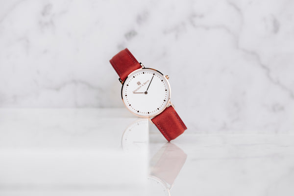 Red Gorby Leather STRAP - Gold