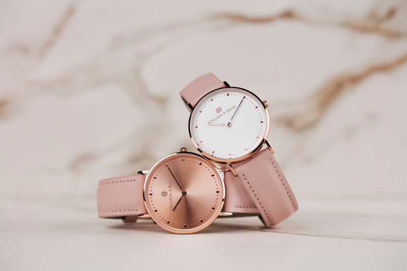 Rose Gold Shiny ~ Pink Leather women Watch
