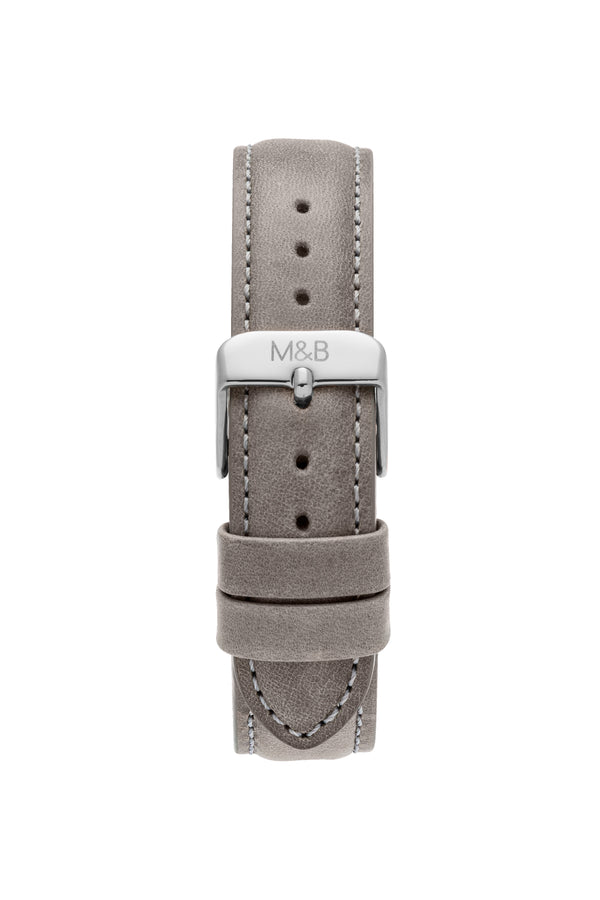 Grey Leather STRAP - Silver