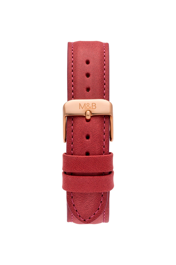 Red Gorby Leather STRAP - Rose Gold