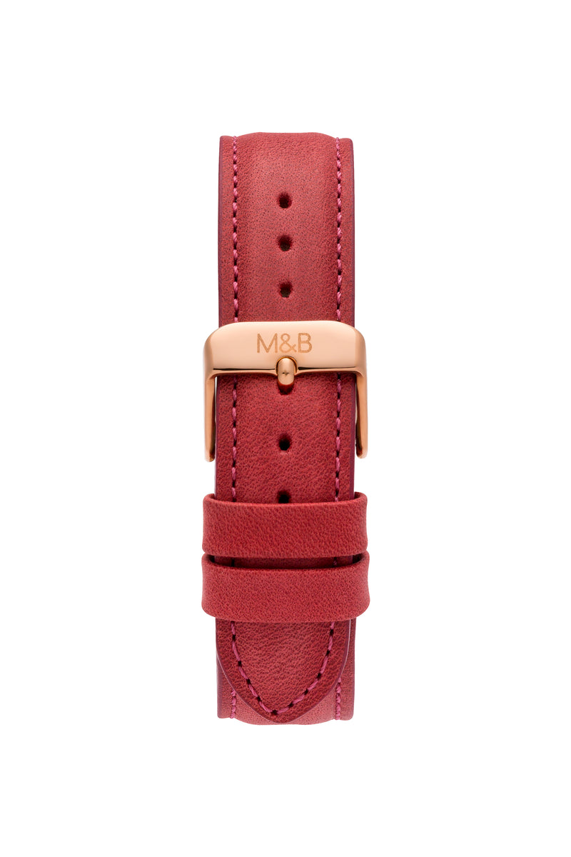 Rose Gold Shiny ~ Red Leather women Watch