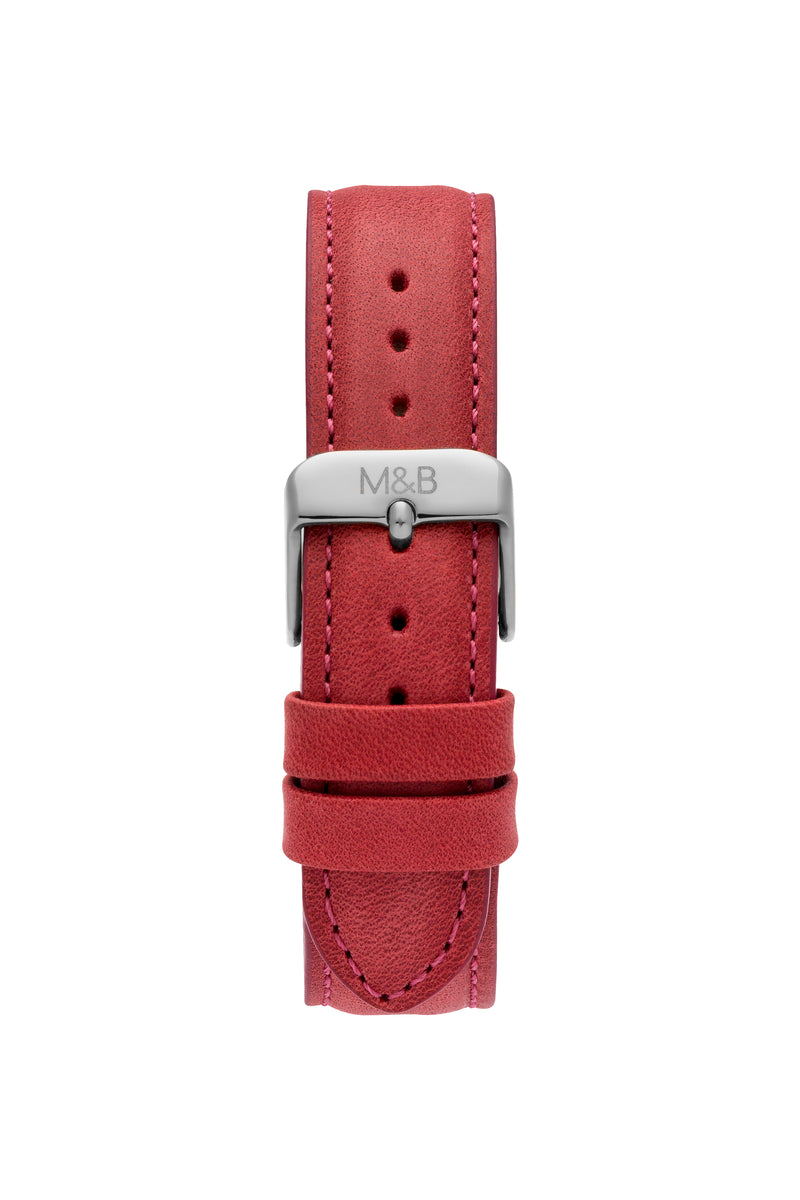 Silver Shiny ~ Red Leather women Watch