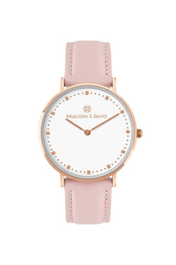 Rose Gold/White ~ Pink Leather women Watch